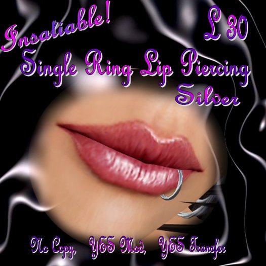 Insatiable! Single Ring Lip Piercing - Silver