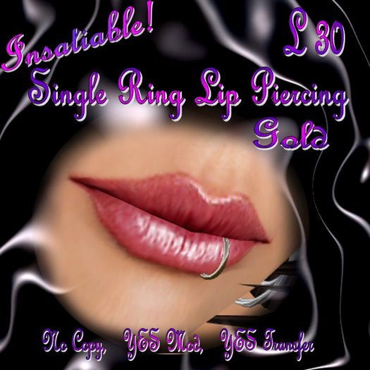 Insatiable! Single Ring Lip Piercing - Gold