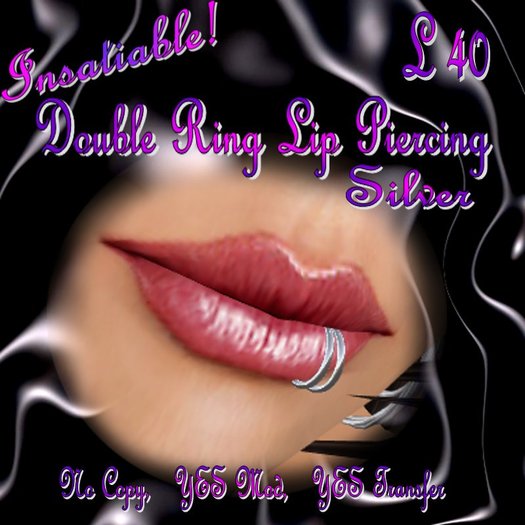 Insatiable! Double Ring Lip Piercing - Silver