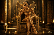 Egyptian Queen Statue – Hieroglyphic Throne Goddess Sculpture
