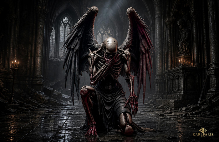 Fallen Angel Skeleton – Dark Gothic Winged Death Sculpture