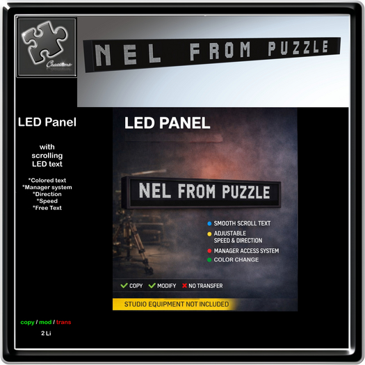 Second Life Marketplace - LED Panel Multi Color, Speed, Free Text [add]