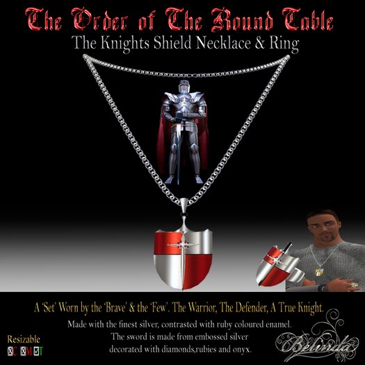 The Knights Shield Necklace & Ring - Ruby/Silver 