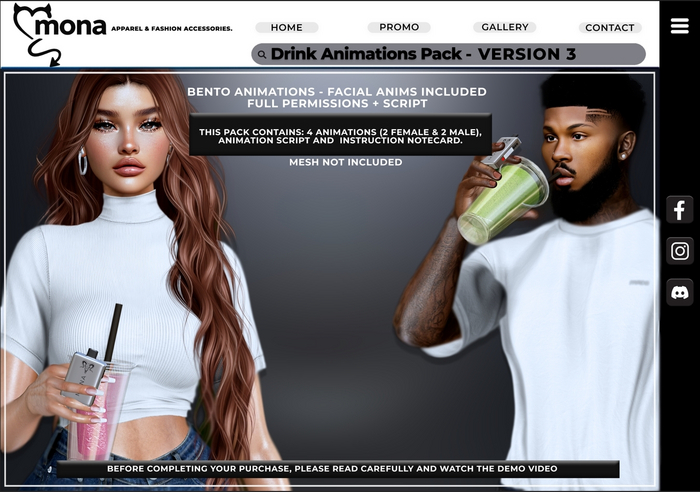 MONA - Drink Animations Pack - V3 - FULL PERM