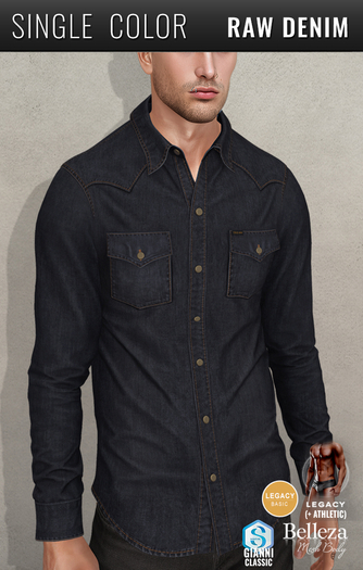 {COLD-ASH} FLETCHER Denim Western Shirt (Raw Denim)
