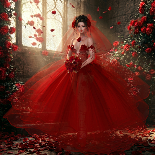 20.InStyle  "Tenderness"  Wedding Bouquet~ Red