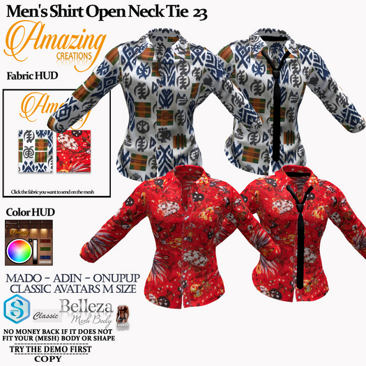 AmAzInG C.  Men's Shirt Open Neck Tie 23