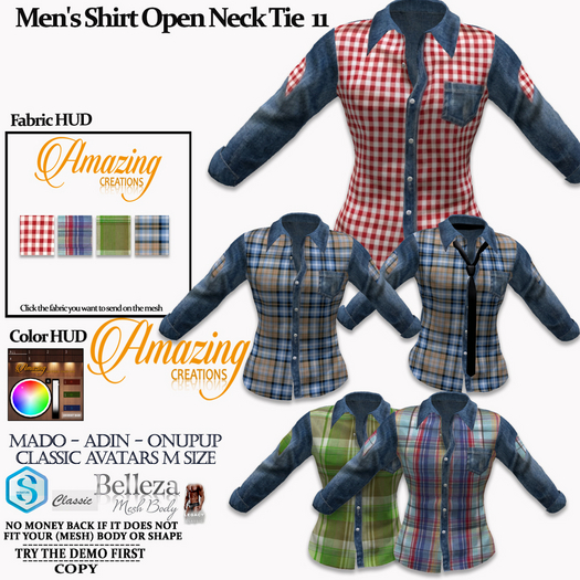AmAzInG C.  Men's Shirt Open Neck Tie 11