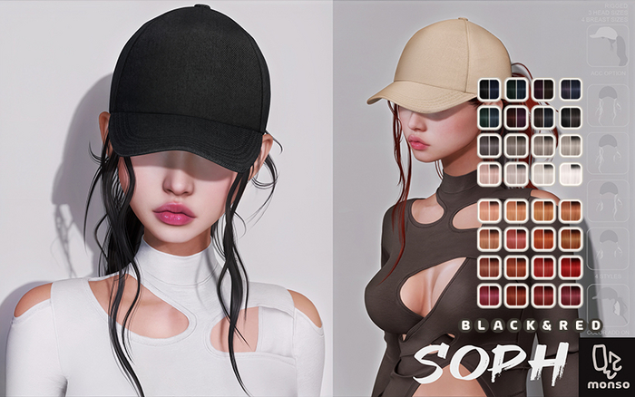 [monso] Soph Hair /Black & Red