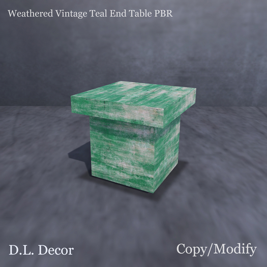 D.L. Decor Weathered Vintage Teal End Table PBR