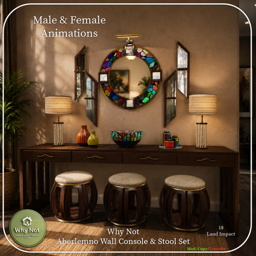Why Not - Aberlemno Wall Console & Stool Set-Add Me