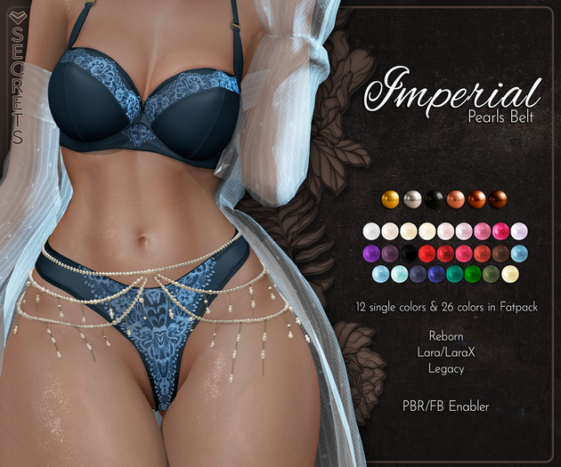 - Secrets - Imperial Pearls Belt - Brown - Reborn - Lara / LaraX - Legacy -