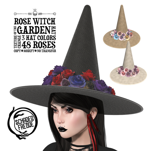 Schadenfreude Rose Witch of the Garden Hat