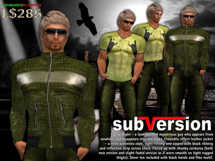 .~subVersion~. FLY BY NIGHT - Leather Jacket & Cords in Citron