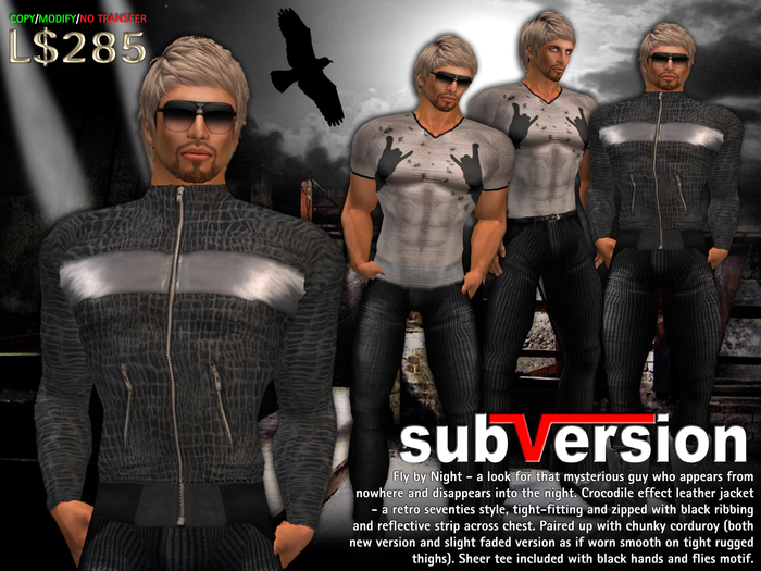 .~subVersion~. FLY BY NIGHT - Leather Jacket & Cords in Newport Grey