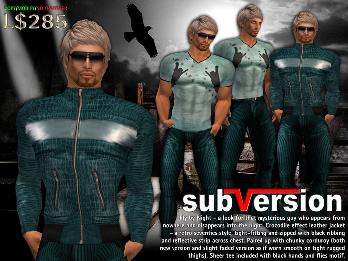 .~subVersion~. FLY BY NIGHT - Leather Jacket & Cords in Viking Blue (Aqua)