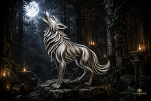 Silver Howling Wolf Sculpture – Mystical Spirit Animal Statue