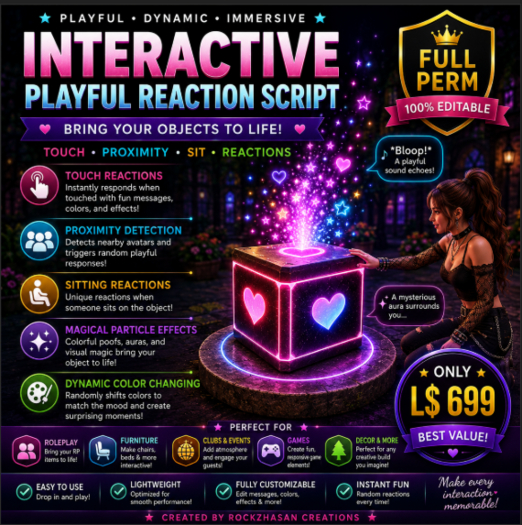 Second Life Marketplace - Interactive Playful Reaction Script for ...