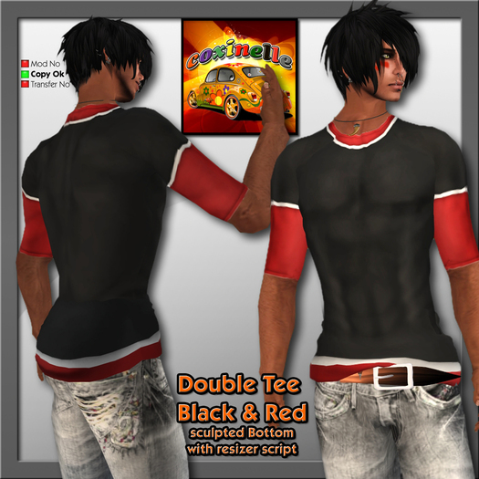 Coxi - T-Shirt Double layer Black Red with attachement