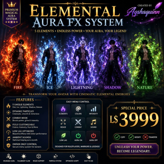 Elemental Engine Magic Second Life Marketplace - Elemental Aura FX System – Multi-Element ...