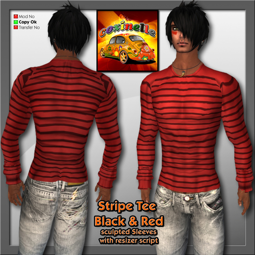 Coxi -  Sweater Stripe Black red