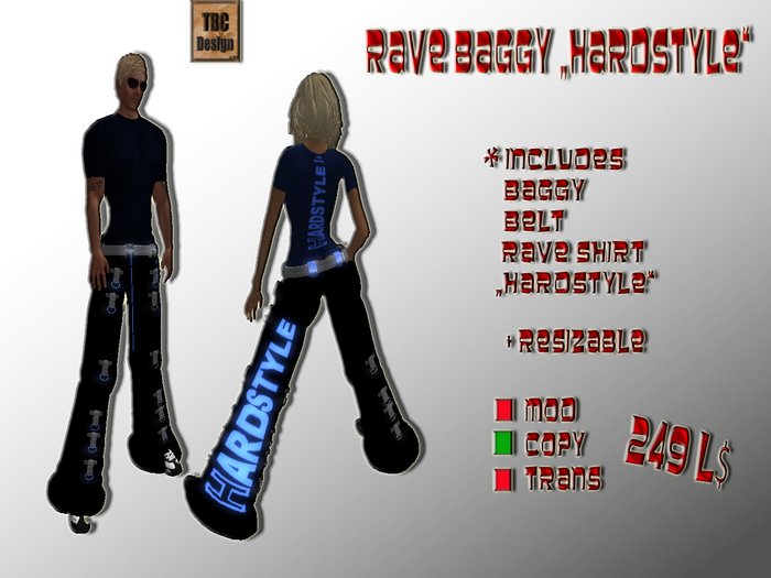 .:TBC Design:. Rave Baggy HARDSTYLE Blue Unisex