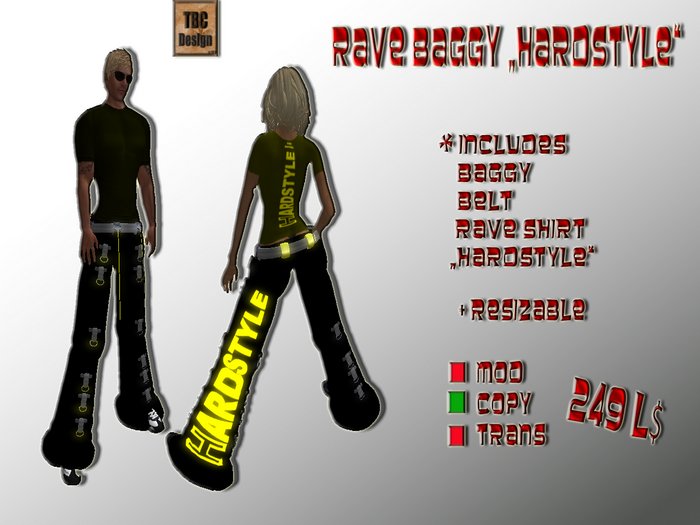 .:TBC Design:. Rave Baggy HARDSTYLE Yellow Unisex
