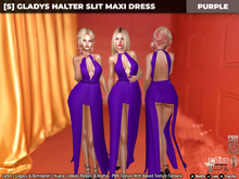 [S] Gladys Halter Slit Maxi Dress Purple