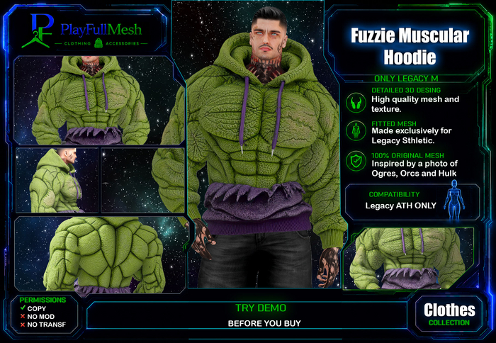 **Fuzzy Muscular Hoodie**PlayFullMesh