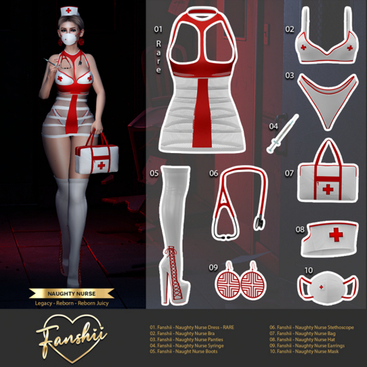 01. RARE Naughty Nurse Dress - Fanshii (reborn juicy)