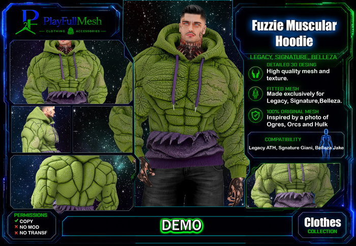 DEMO**Fuzzy Muscular Hoodie**PlayFullMesh