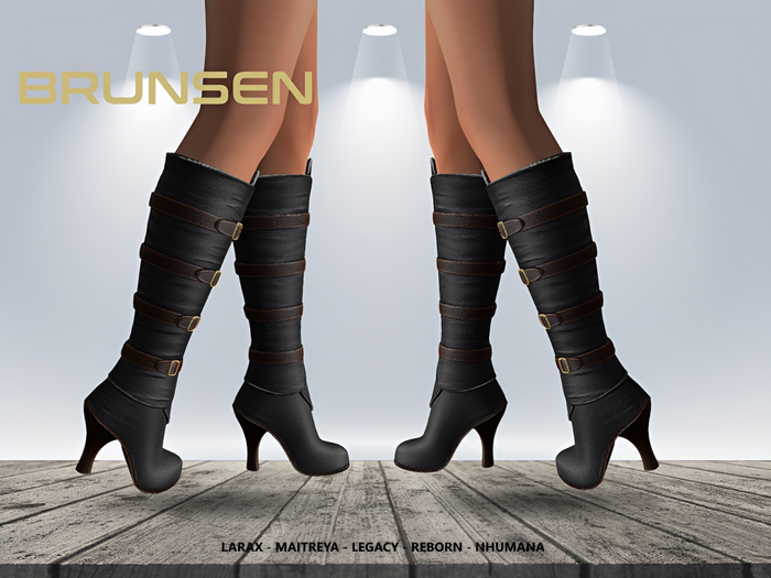 Second Life Marketplace - Brunsen:::Ivy Boots Black&Brown [unpack]