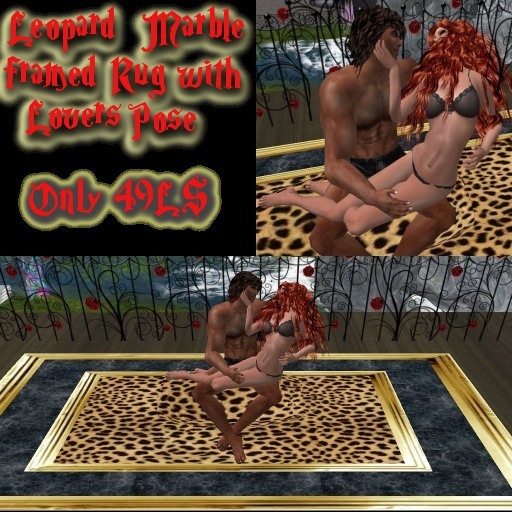 Leopard  Marble  framed Rug with Lovers Pose (BOXED)