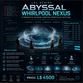 Abyssal Whirlpool Nexus LSL Script – Cinematic Ocean Vortex Particle System with Full Control Menu, Sound & Texture Cus