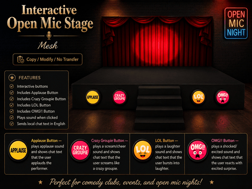 Interactive Open Mic Stage with Audience Reaction Buttons