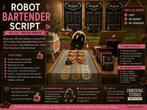 Robot Bartender Script - Full LSL English Version
