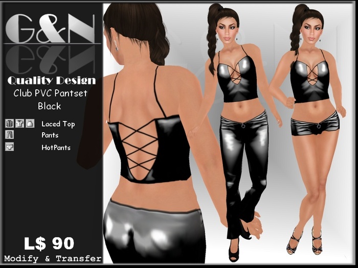 G&N Quality Design Club PVC Pant Set Black