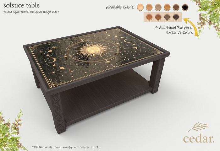 cedar. solstice table // fatpack {Please Add}