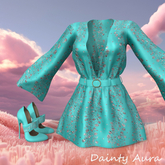 Teal Satin Belt Dress OUTFIT WAIFUS