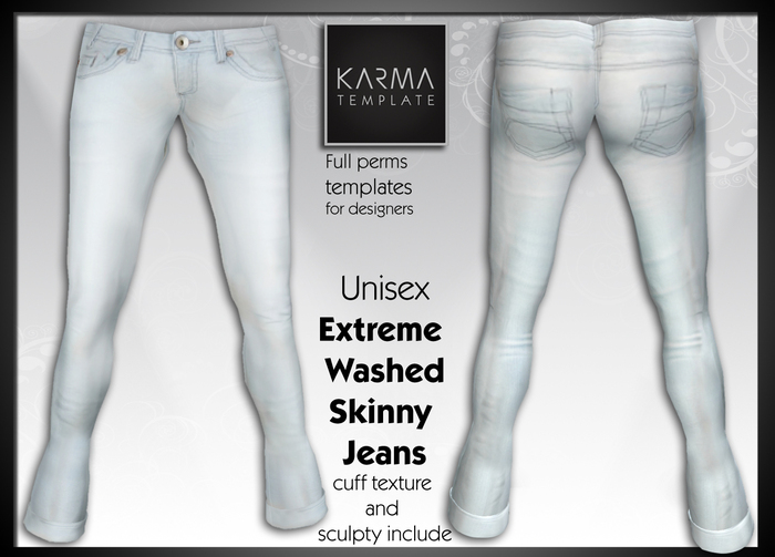 Karma Template - TGA - Unisex Realistic Jeans White Extreme Washed Skinny