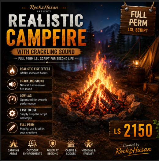 Second Life Marketplace - Realistic Campfire with Crackling Sound ...