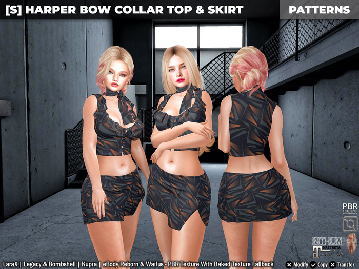 [S] Harper Bow Collar Top & Skirt Patterns