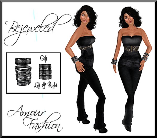 Amour Fashion - Bejeweled Outfit - Black