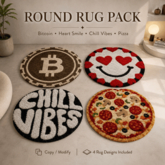 Pizza, Heart Smile, Chill Vibes & Bitcoin Rug Decor