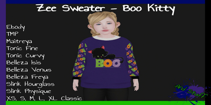 :And Stuff: Zee Sweater - Adult - Boo Kitty