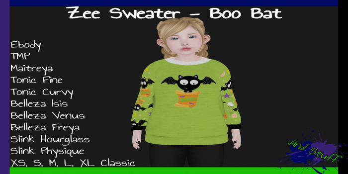 :And Stuff: Zee Sweater - Adult - Boo Bat