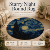 Starry Night Round Rug – Artistic Cozy Floor Decor
