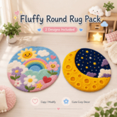 Kids furniture Fluffy Round Rug Pack