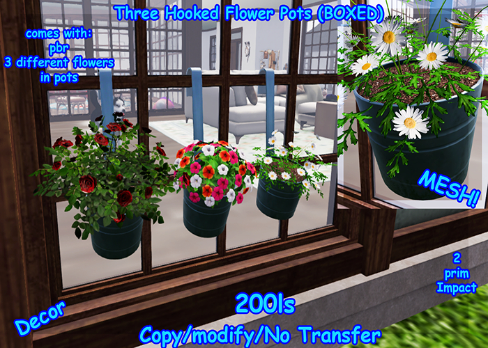 Three Hooked Flower Pots (BOXED)