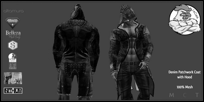 LeCock - Denim Patchwork Coat with Hood DEMO